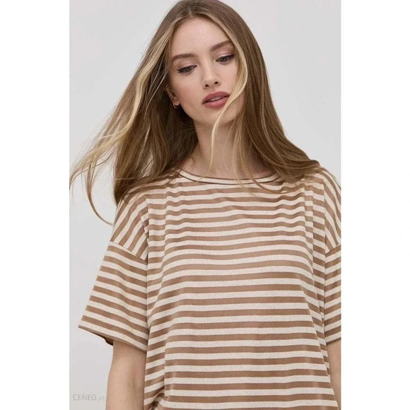 NWT Max Mara Leisure Zebio Striped Tee Shirt - Metallic Classic Linen Top - Picture 9 of 9